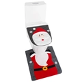 Christmas Santa toilet seat cover and rug set in grey and red festive holiday decor - Santa Claus