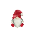 Christmas gnome cutlery holder with red plaid hat and grey felt body for table decor - Polka Dot Style