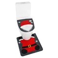 Christmas Santa toilet cover and non-slip floor mat set with red hat and white beard design - Elf