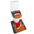 Christmas reindeer toilet seat cover and floor mat set in plush grey and red fabric - Elk