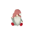 Christmas gnome cutlery holder in red and white stripes with grey felt and white beard - Stripe Style