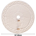 Detail of cable knit texture on cream Christmas tree skirt with wooden toggle buttons - 46cm / Off White