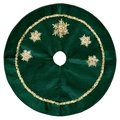 Grüne Samt-Weihnachtsbaumdecke 60cm mit goldenen Pailletten-Schneeflocken Bestickt - 36 Zoll / Dunkelgrün