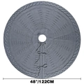 48 inch dark grey cable knit Christmas tree skirt with decorative bow ties - Large Diameter Style / Gray