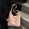 Rosafarbene Canvas-Hobo-Tasche mit abstraktem geometrischem Muster für Damen - Rosa