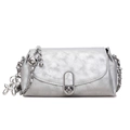 Sac bandoulière argenté chic avec chaîne, breloque chien ballon et fermoir métal - Argent