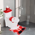 Christmas toilet set with gnome seat cover, red tank lid and non-slip U-shaped rug decor - Christmas Polka Dot