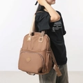 Zaino grande in nylon marrone con spalline regolabili per viaggio e pendolare - Marrone