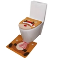 Ensemble de couvre-toilettes et tapis de bain motif renne de Noël en peluche douce - Style Élan