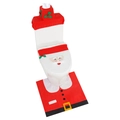 Weihnachtsmann-Toilettendeckel-Bezug und Teppich-Set in Rot und Weiß für Bad-Deko - Rot