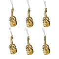 Set of 6 gold violin-shaped hanging ornaments with realistic wood texture and strings - Violin Style / Gold