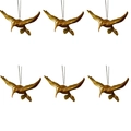 6er-Set goldene Kolibri-Anhänger mit Glitzer für die Weihnachtsbaumdekoration - Kolibri Stil / Gold
