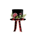 Copa de árbol de Navidad sombrero de copa negro con bastones de caramelo y lazo - Ml-o1428/adorno Negro Para La Punta Del Árbol De Navidad Con Lazo
