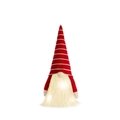 Gnomo di Natale luminoso con cappello a righe rosse e barba bianca illuminata - Stile a Strisce Sottili Rosse e Bianche
