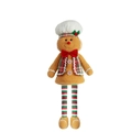 Gingerbread man chef plush toy with chef hat and long striped legs for Christmas decor - Striped Legs Style