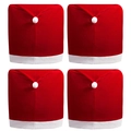 Set di 4 coprisedie a forma di cappello di Babbo Natale rosso con pompon di peluche - Stile Rosso e Bianco