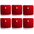 Set di 6 coprisedie natalizi a forma di cappello di Babbo Natale in tessuto spazzolato - Stile Rosso e Bianco