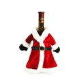 Housse de bouteille de vin style Père Noël en velours rouge avec bordure en fourrure - Modèle Sous Forme De Robe
