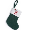 Green knit Christmas stocking featuring white rib trim and embroidered red letter Z - Letter Z