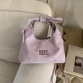 Lavendelfarbene Handtasche aus Wildlederimitat mit eleganter Knotenschleife - Lila