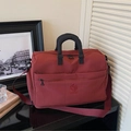 Deep red large capacity travel duffel bag with black handles and adjustable strap - Burgundy