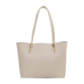 Bolso tote beige minimalista con detalles dorados y correas de hombro finas mujer - Blanco Roto