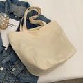 Large cream white tote bag in premium faux leather with long straps for shoulder wear - No Pendant / Off-white