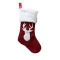 Classic red Christmas stocking with white faux fur trim and reindeer head silhouette - Deer Head