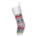 Dettaglio calza di Natale in maglia con bordo in peluche e motivi a cuore e cavallo a dondolo - Stile Cavallo a Dondolo Bianco Avorio