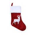 Red canvas Christmas stocking with white reindeer silhouette and plush faux fur cuff - Elk