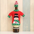 Christmas wine bottle cover featuring a red knit snowman sweater and matching mini hat - Snowman