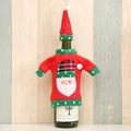 Christmas wine bottle cover featuring a red Santa Claus mini sweater and matching hat - Santa Claus