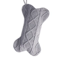 Calcetín de Navidad gris de punto con forma de hueso y trenzado para mascotas - Gris