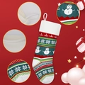 Detail of knitted Christmas stocking with snowman pattern and white plush cuff - Snowman Style