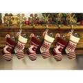 Chaussettes de Noël en tricot rouge et blanc avec motifs de renne et crochets flocon - Bas de Noël Renne