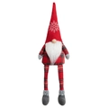 Christmas gnome doll with red black plaid hat and long legs for festive home decoration - Red and Black Plaid Snowflake Long Leg Style