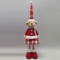 Detalle de un oso de peluche navideño de 20 pulgadas con piernas largas y gorro rojo - Estilo Cachorro de Oso (ML-M240AB)