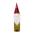 Weihnachts-Zwerg Flaschenhülle mit rotem Filzhut und weißem Kunstpelzbart-Dekor - Rote Mütze