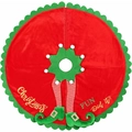 Rote Weihnachtsbaumdecke mit Elfenbeinen und festlicher Stickerei aus Samt - Roter Elfen-Stil