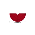 Red cable knit Christmas tree skirt 24 inch with ribbon bow tie closures decoration - Small