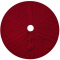 Jupe de sapin de Noël tricotée rouge foncé avec torsades et nœuds de fermeture - Grand / Rouge