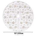 Dettaglio della gonna per albero di Natale da 37cm in peluche bianco con stelle d'oro - Diametro 39cm / Bianco Stella Oro