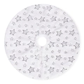 Gonna per albero di Natale in peluche bianca con motivi a stelle di paillettes argento - Stelle D'argento / Diametro 39 Cm / 15 Pollici