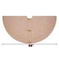 48 inch beige cable knit Christmas tree skirt featuring rustic wooden toggle buttons - Diameter 122cm / Beige