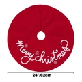 Detail of red Christmas tree skirt with Merry Christmas embroidery and snowflake pattern - Small