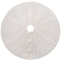 Jupe de sapin de Noël en tricot blanc crème avec des liens décoratifs - Grand / Blanc