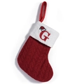Calza di Natale rossa in maglia con risvolto bianco e lettera G rossa ricamata - Lettera G