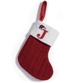 Calza natalizia rossa in maglia a trecce con risvolto bianco e lettera J ricamata - Lettera J