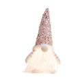 Pink sequin gnome with warm LED light beard and striped arms for festive decoration - Pink