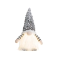 Light-up Christmas gnome with grey sequin hat and warm glowing LED white beard - Gray